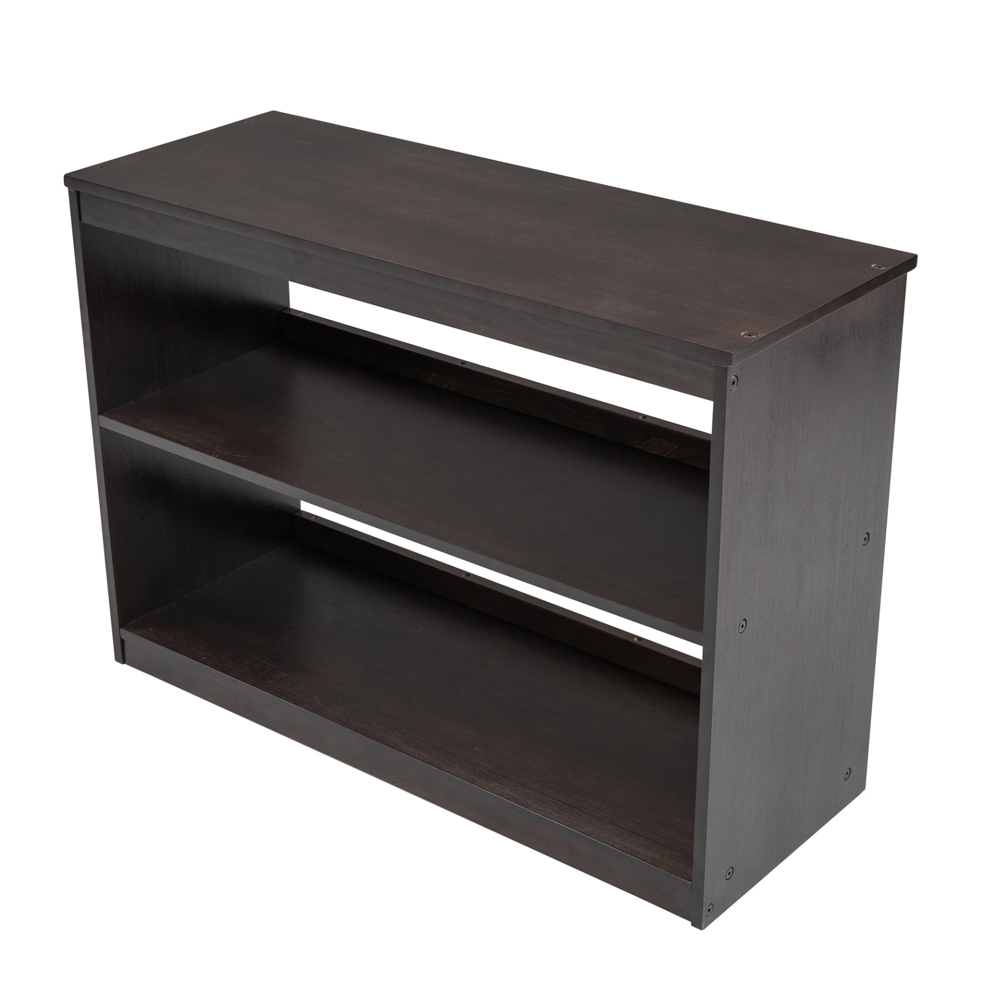 Twin size low loft bed by Start2Finish with solid wood frame, built-in cabinets, and rolling desk for bedroom or study space.