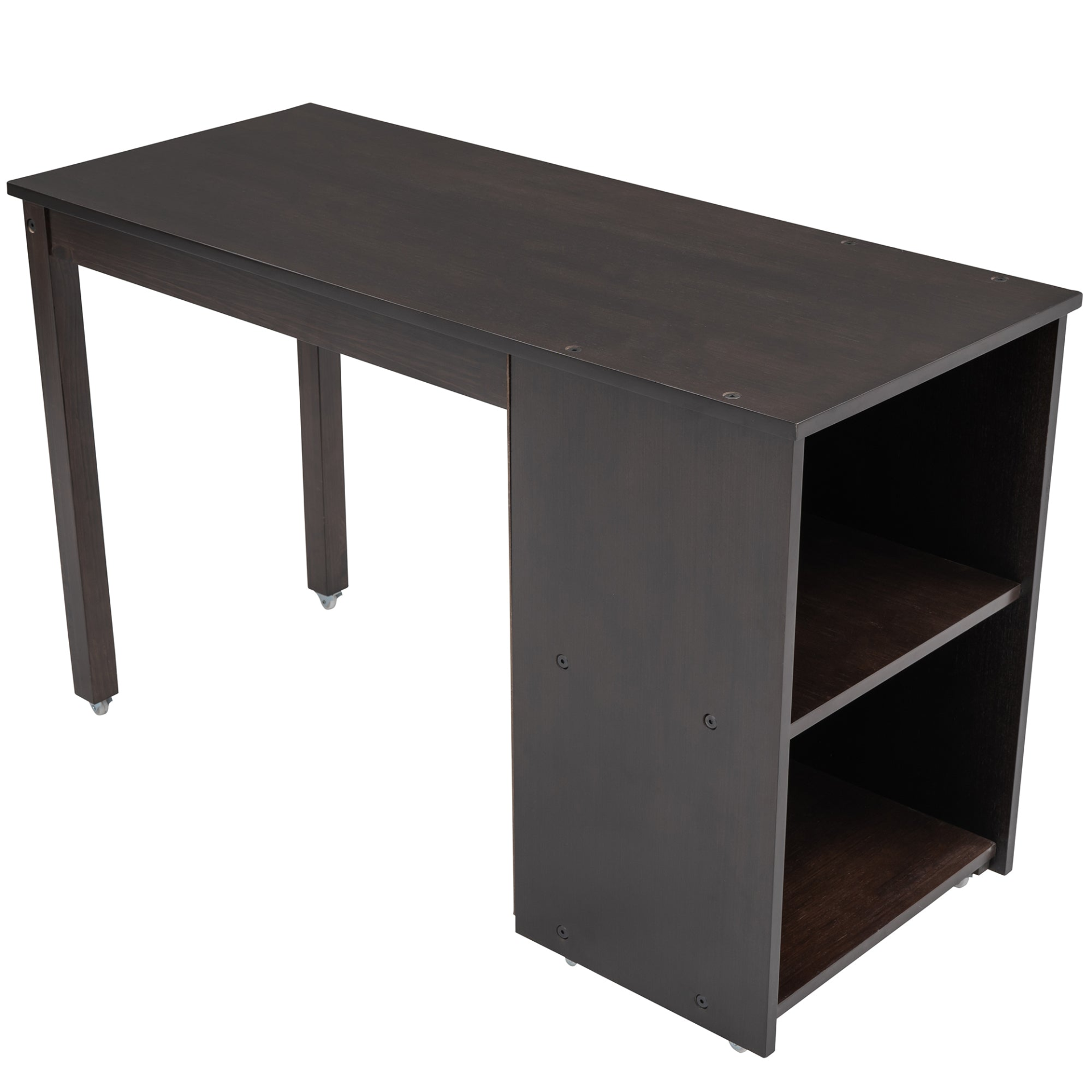 Twin size solid wood low loft bed with built-in cabinets and rolling desk, ideal for bedroom or study space by Start2Finish