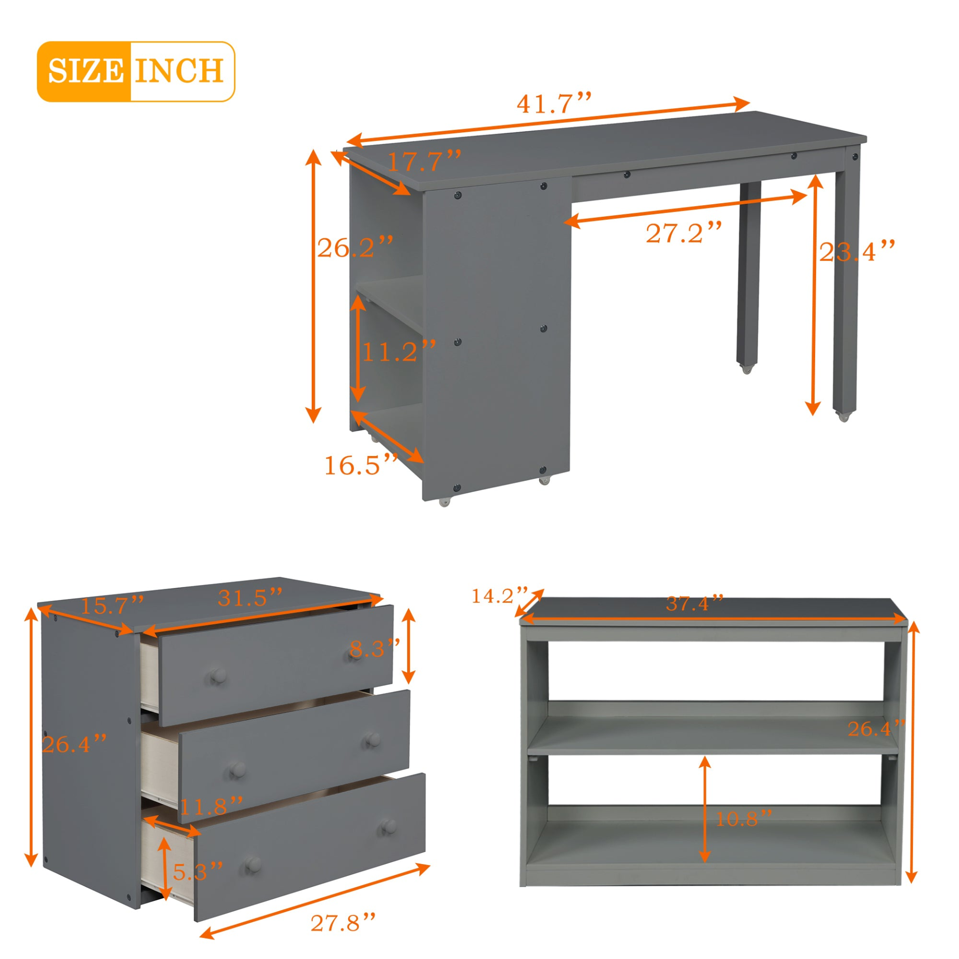Twin size solid wood low loft bed with built-in cabinets and rolling desk, ideal for bedroom or study space by Start2Finish