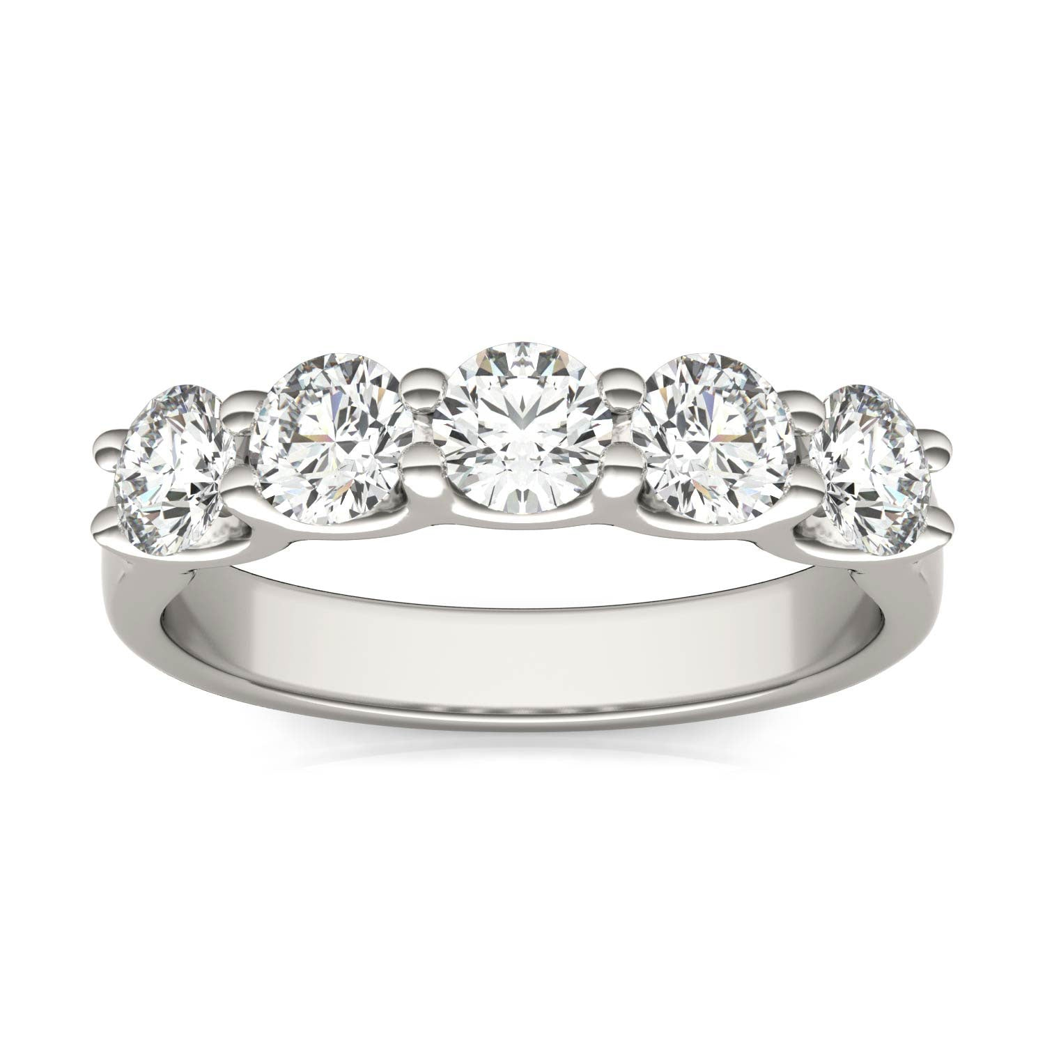 Start2Finish 1.25 CTW round lab-grown diamond five-stone anniversary band in 14K white gold over sterling silver, E/F-VS.