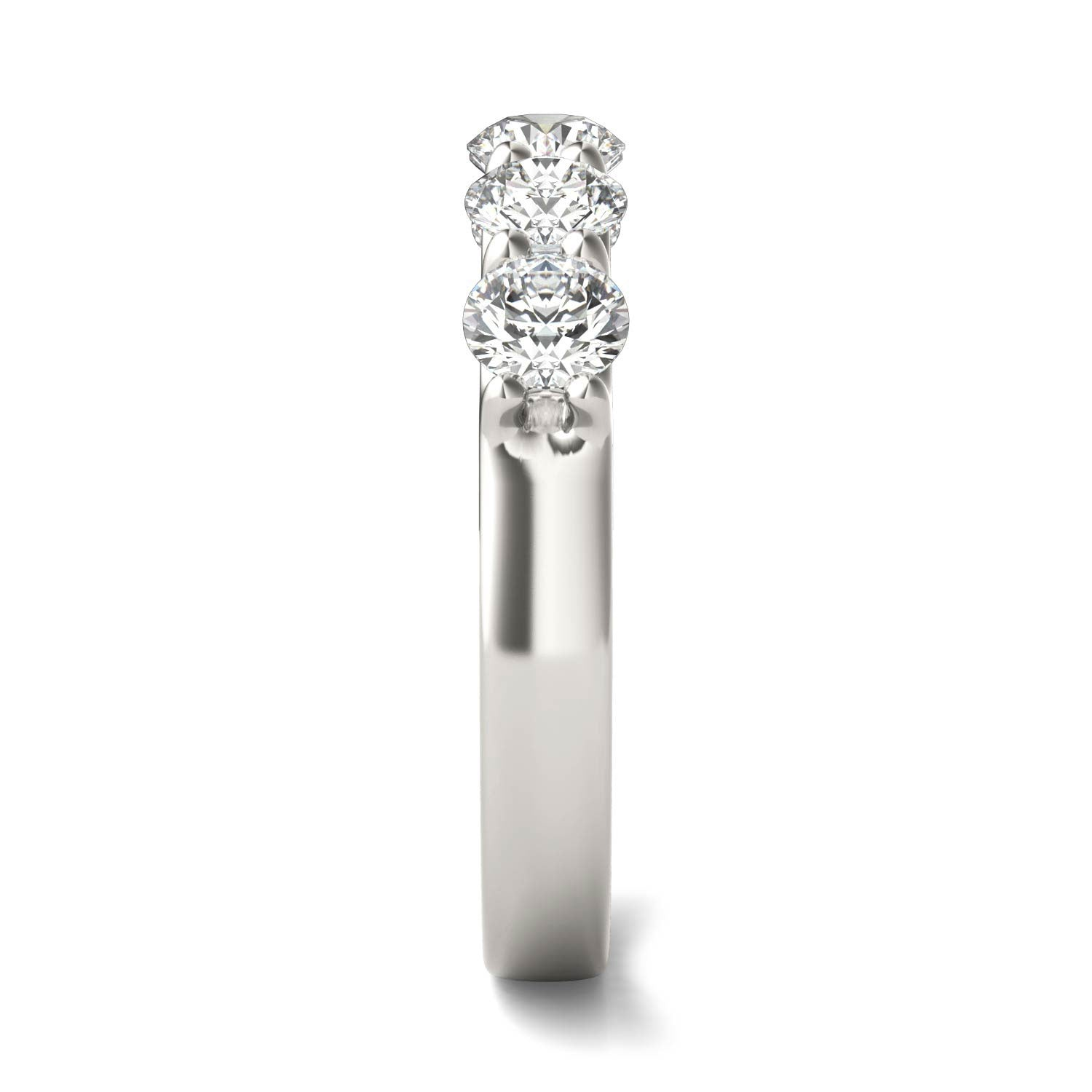 Start2Finish 1.25 CTW round lab-grown diamond five-stone anniversary band in 14K white gold over sterling silver with E/F-VS clarity.
