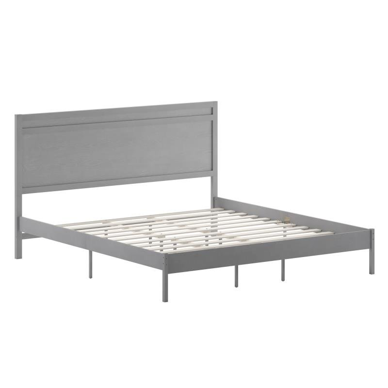 Modern King size wooden platform bed with headboard, featuring a sleek design and sturdy construction by Start2Finish.