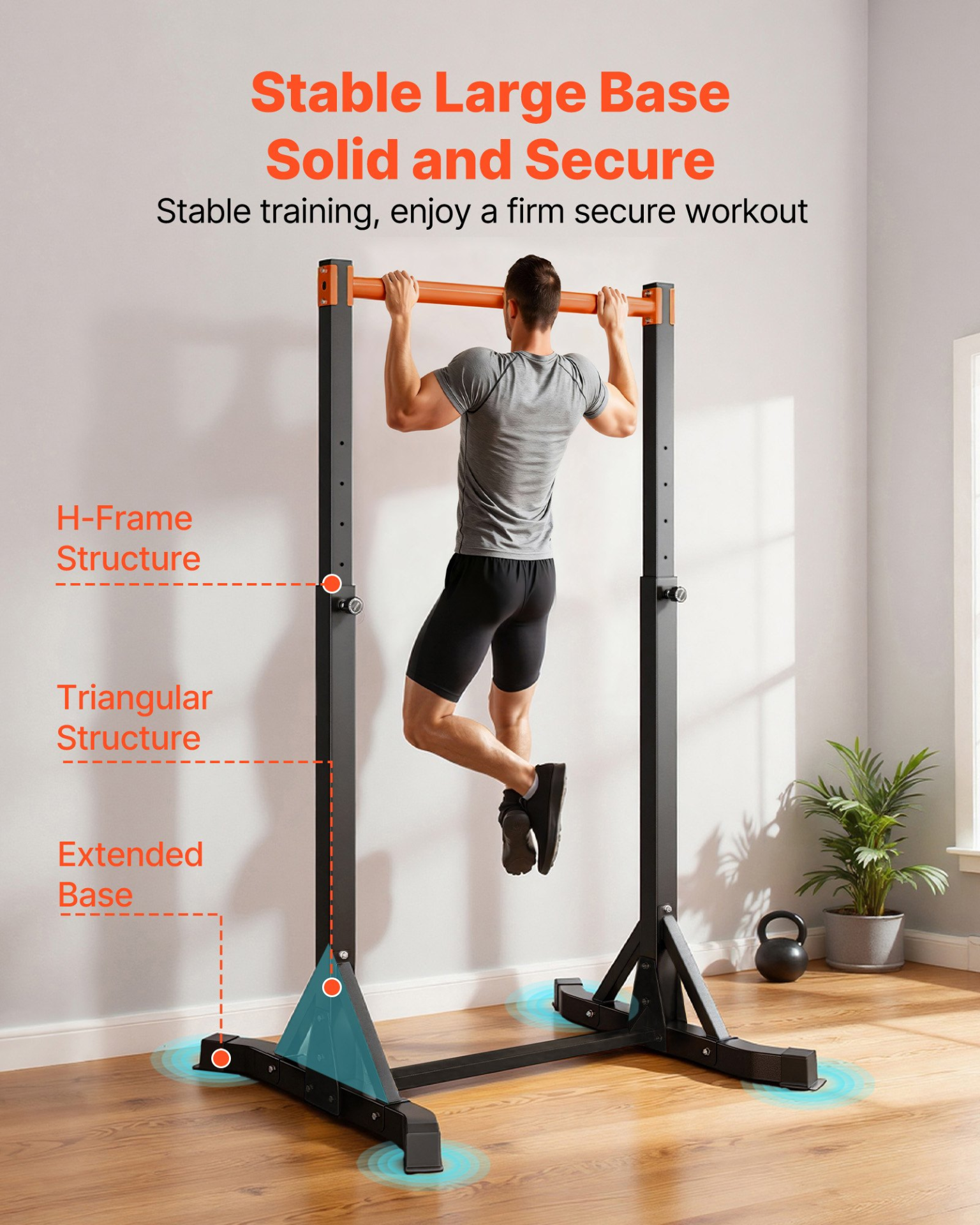 Start2Finish VEVOR portable pull-up bar with H-frame, heavy-duty steel, adjustable height, designed for arm, back, and chest workouts.