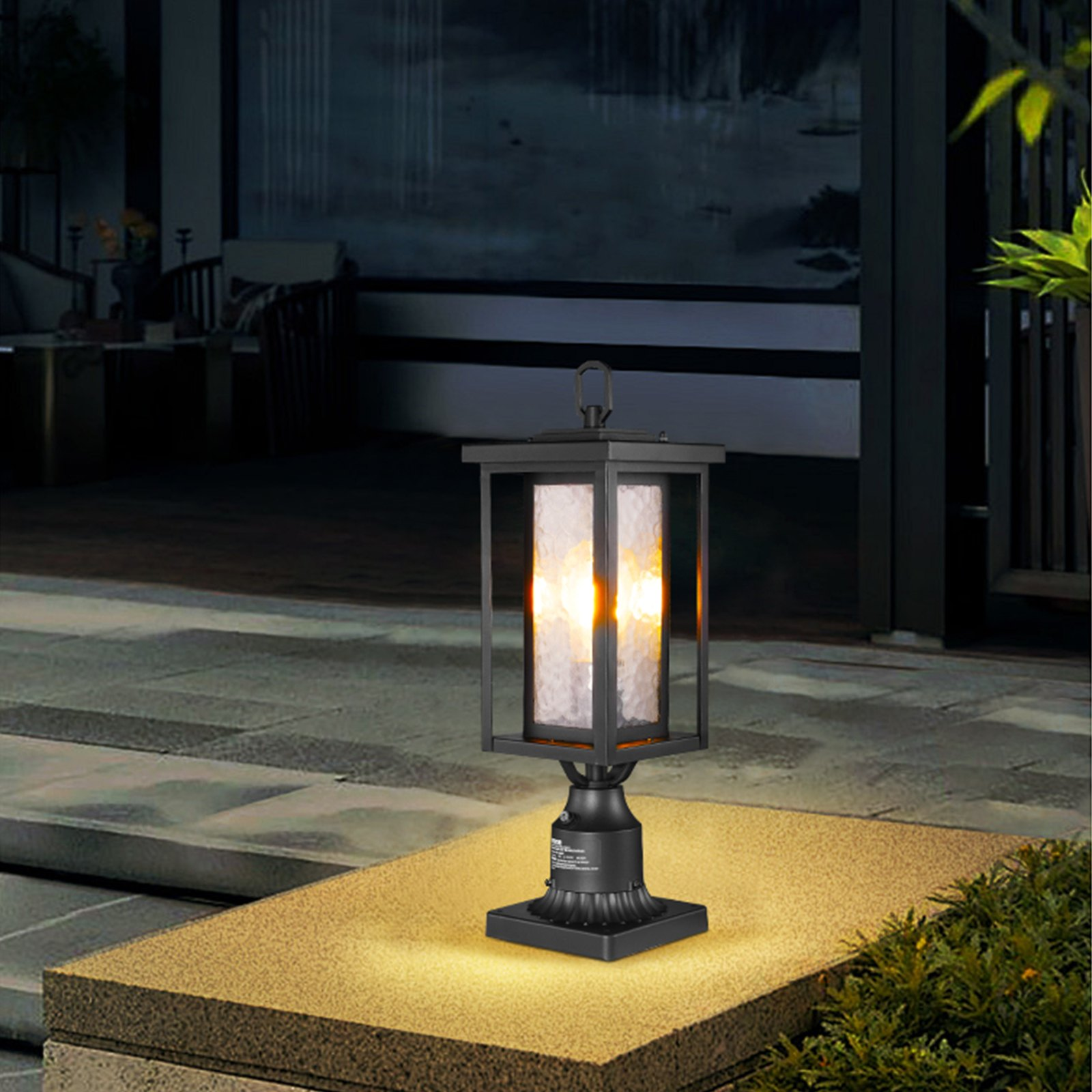 Start2Finish VEVOR 2-pack outdoor dusk to dawn post lights with glass shades, waterproof, 17.72-inch exterior lamp fixtures for garden or patio