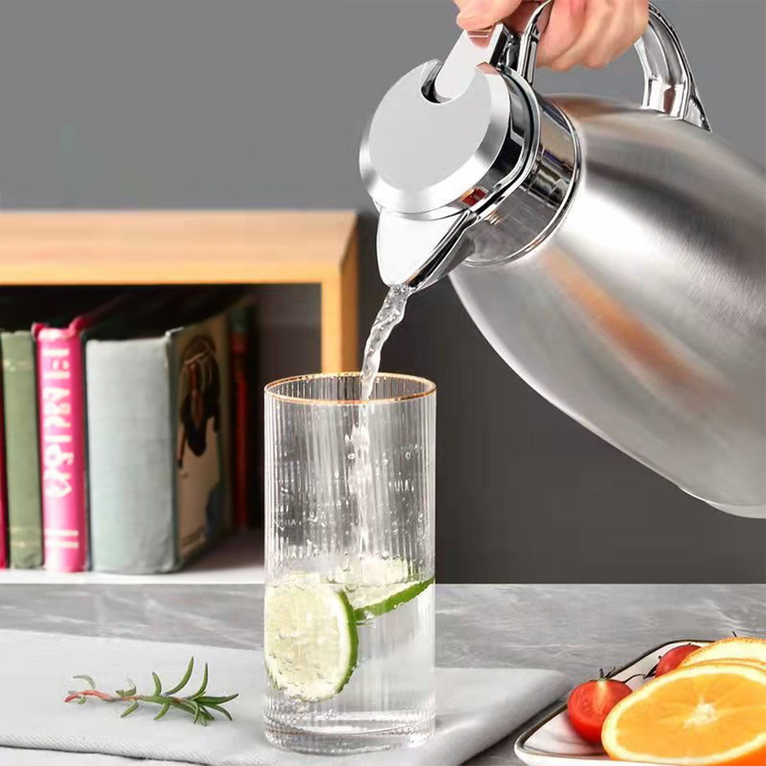 Start2Finish SOGA 1.8L stainless steel insulated vacuum flask for home use, with a sleek silver design and secure lid.