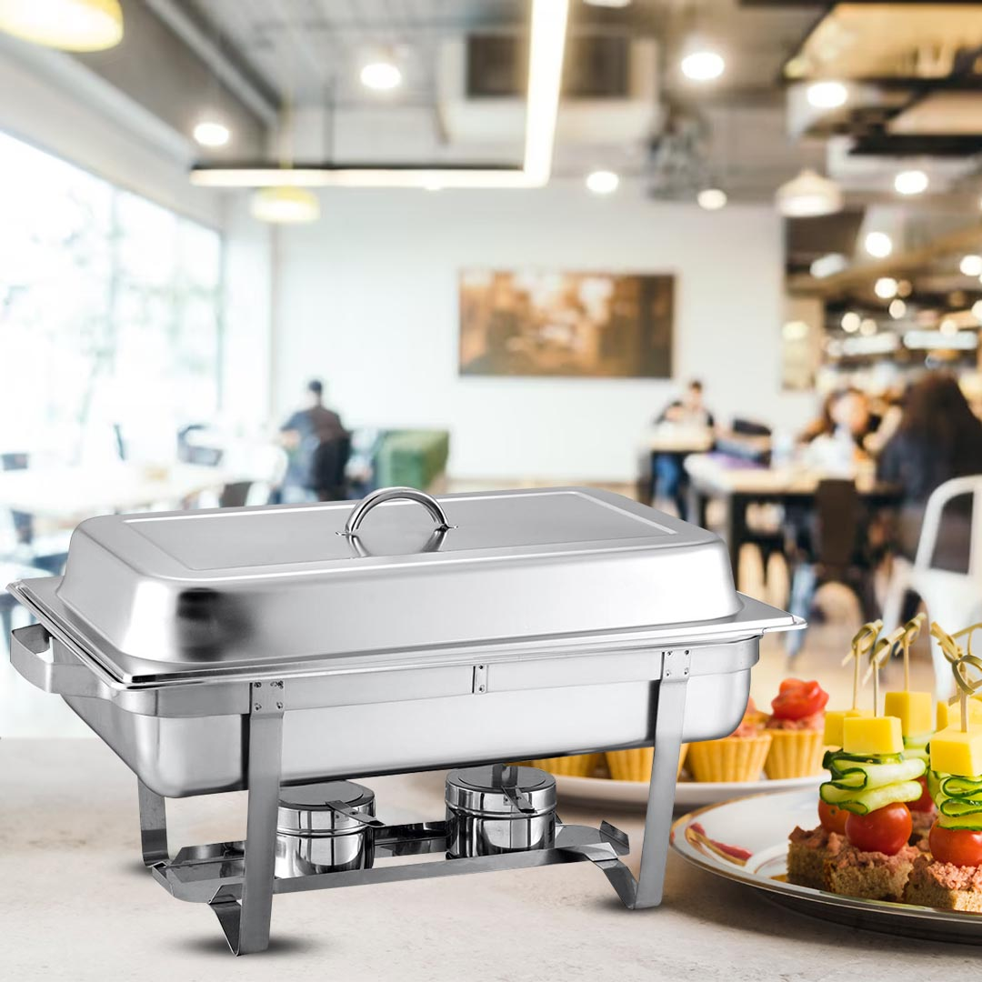 Start2Finish SOGA 3L stainless steel chafing dish with triple tray for catering and food warming at home.