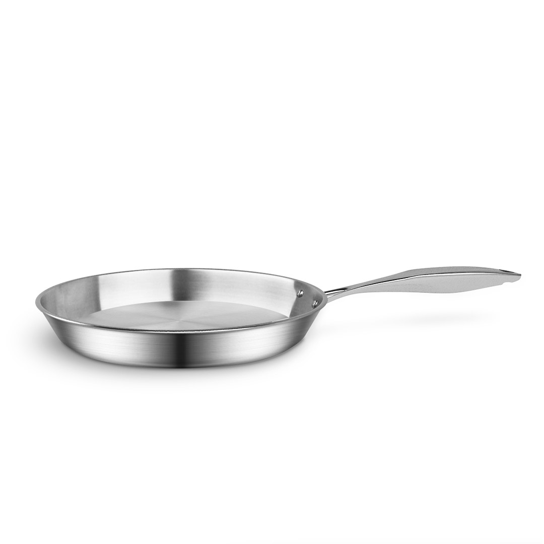 Start2Finish SOGA stainless steel 10.2-inch frying pan with induction-compatible design, ideal for home cooking and sautéing.