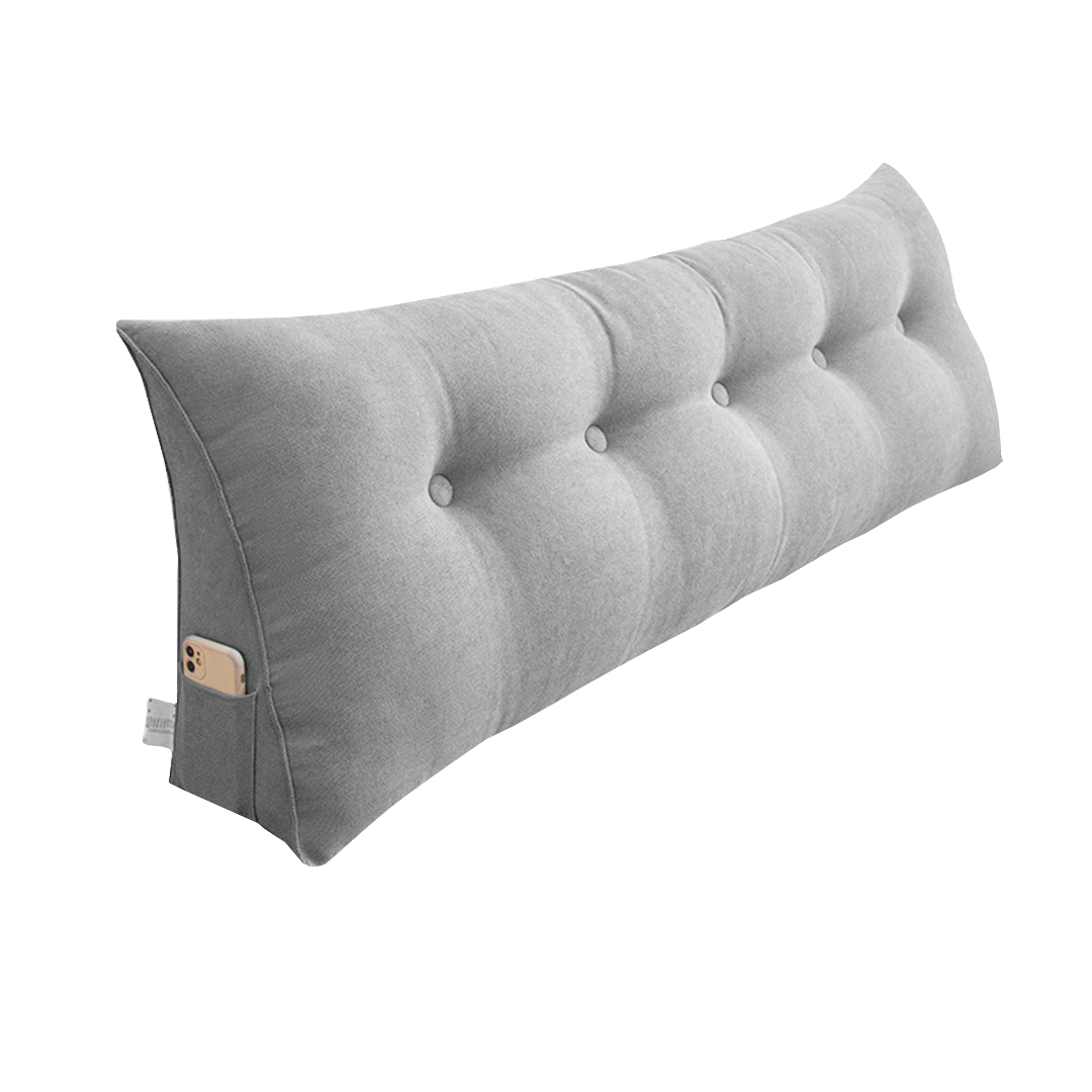 Start2Finish silver triangular wedge bed pillow with headboard and backrest, ideal for bedside and home decor.