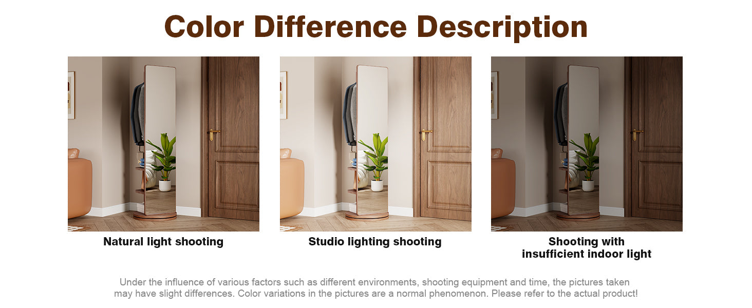 Start2Finish rotating full-length mirror with coat rack, rubber wood frame, natural finish, and 360° rotation for bedroom and entryways.
