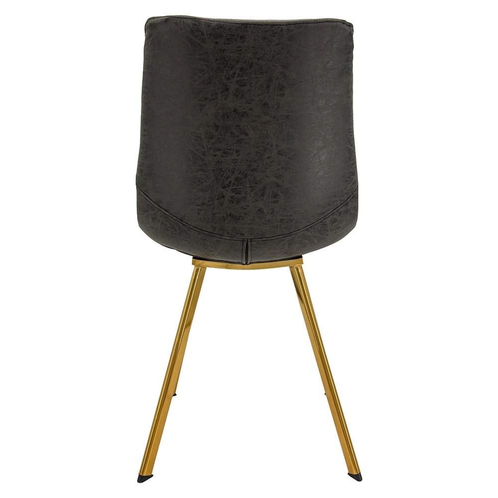 Set of 2 Markley modern leather dining chairs with gold legs, showcasing sleek design and plush upholstery.