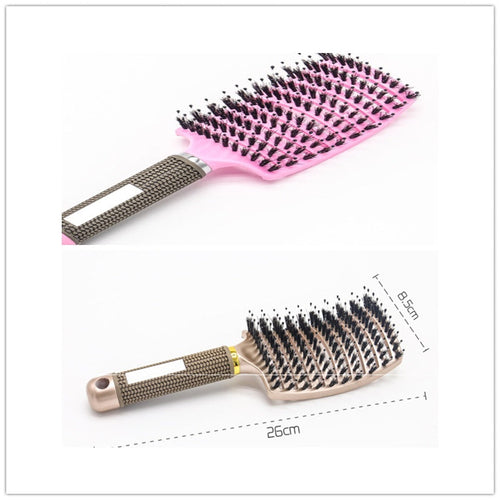 CJDropshipping anti-knot detangler hairbrush for women with flexible bristles for smooth, tangle-free hair grooming.