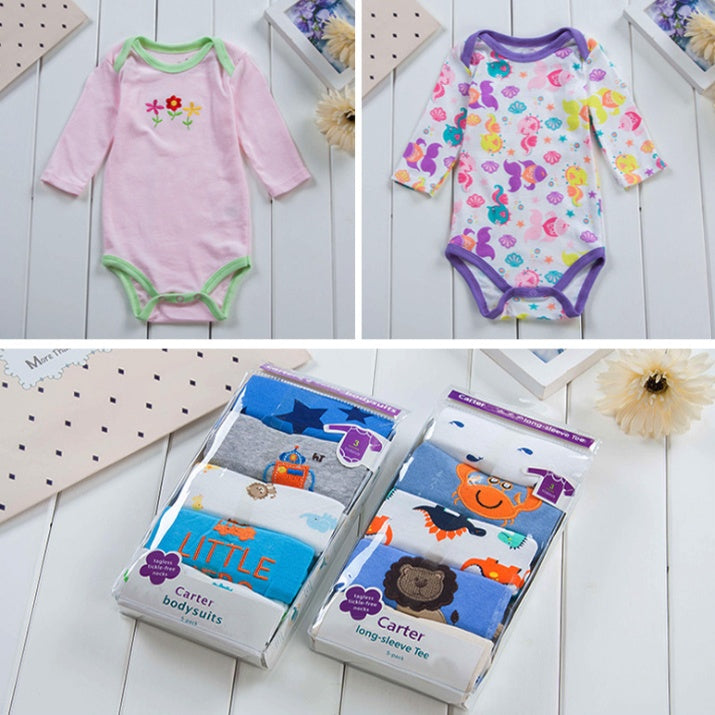 Baby long-sleeved cotton triangle robe onesie by Pear Daisy, featuring a comfortable romper design with fun fart cloth details.