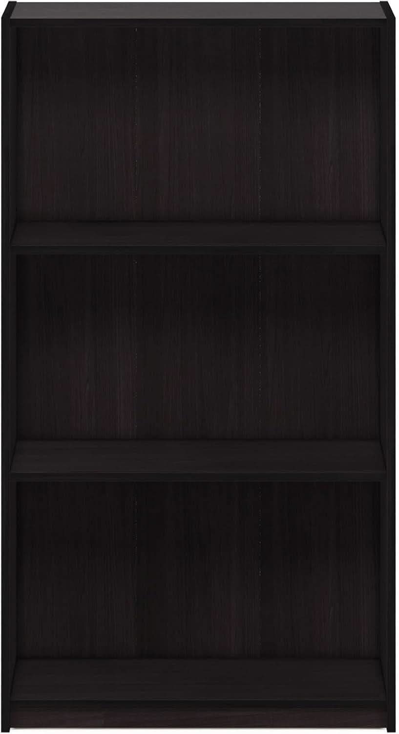 Threefold Tier Bookcase Storage Systems Dark Walnut