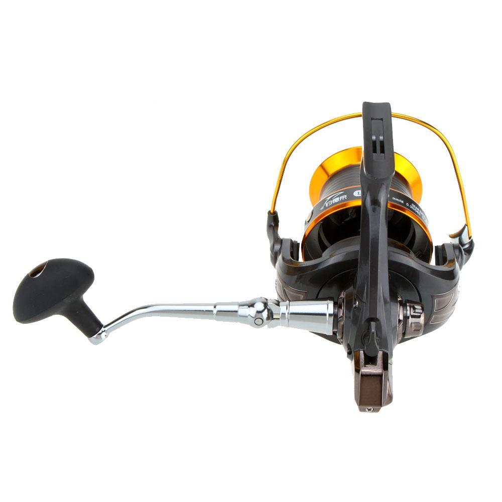 Maroon Asteria 9000 Type long-distance caster fishing reel with spinning wheel, silver finish, and ergonomic handle.