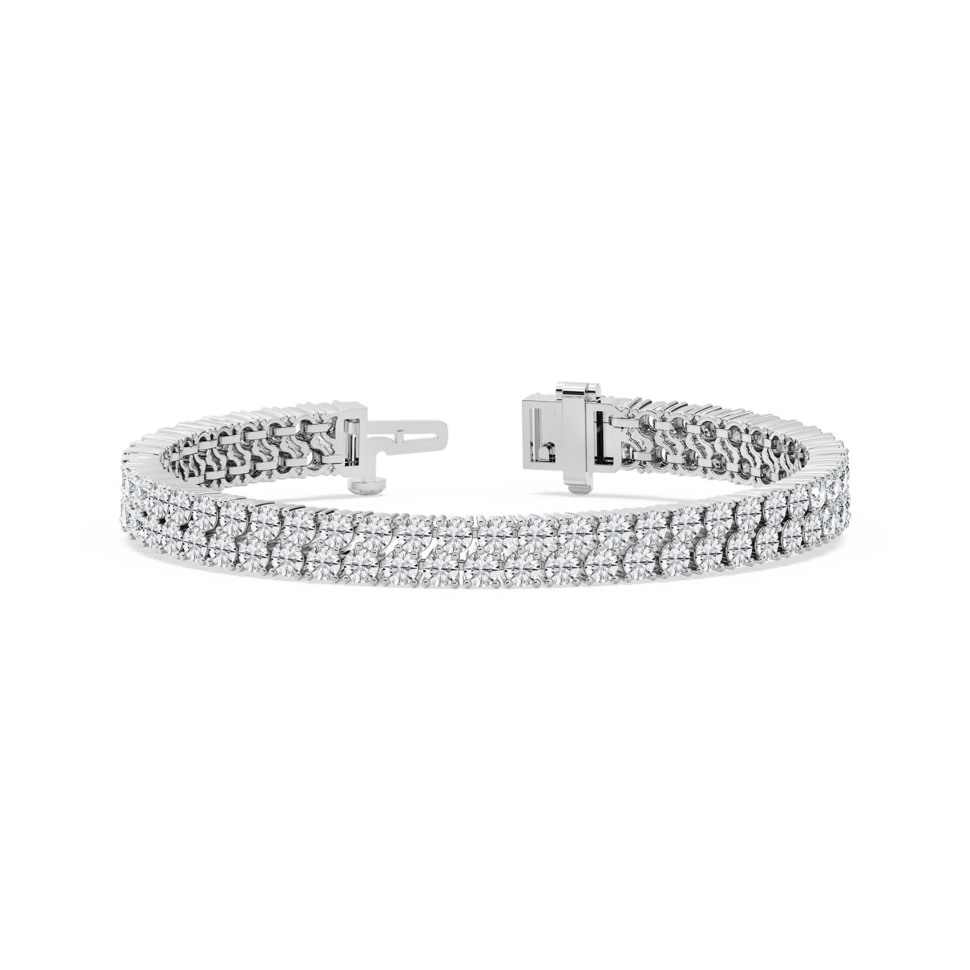 Start2Finish AGI Certified 10 CTW round lab-grown diamond double row tennis bracelet in 14k white gold over sterling silver