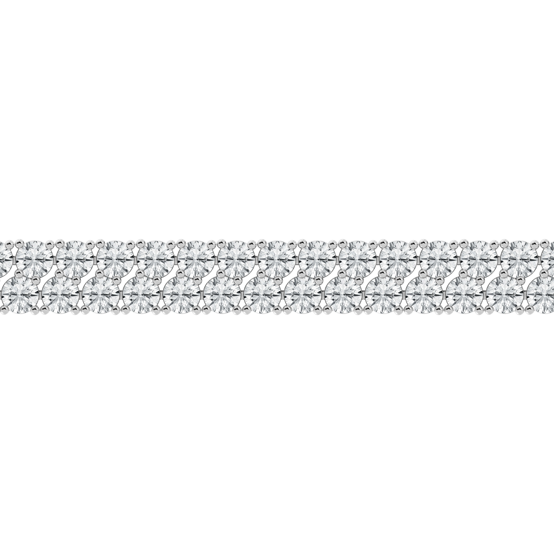 Start2Finish AGI Certified 10 CTW round lab-grown diamond tennis bracelet in 14k white gold over sterling silver with double row offset design.