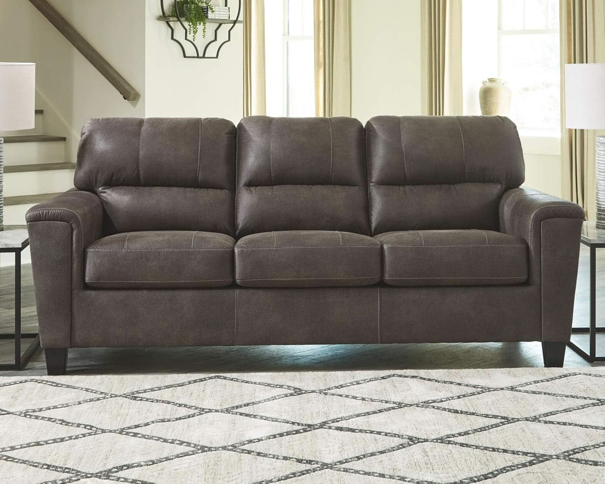 Queen Faux Leather Contemporary Sleeper Couch Gray