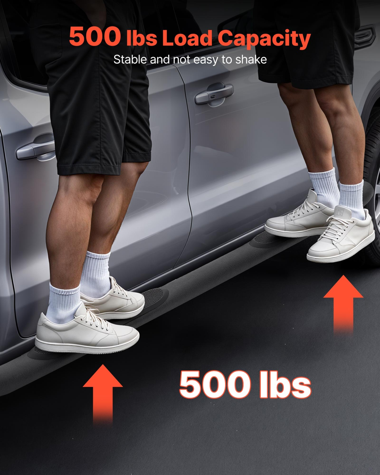 Start2Finish VEVOR black steel running boards for Chevy GMC trucks, 3-inch side steps with non-slip surface and rustproof coating.