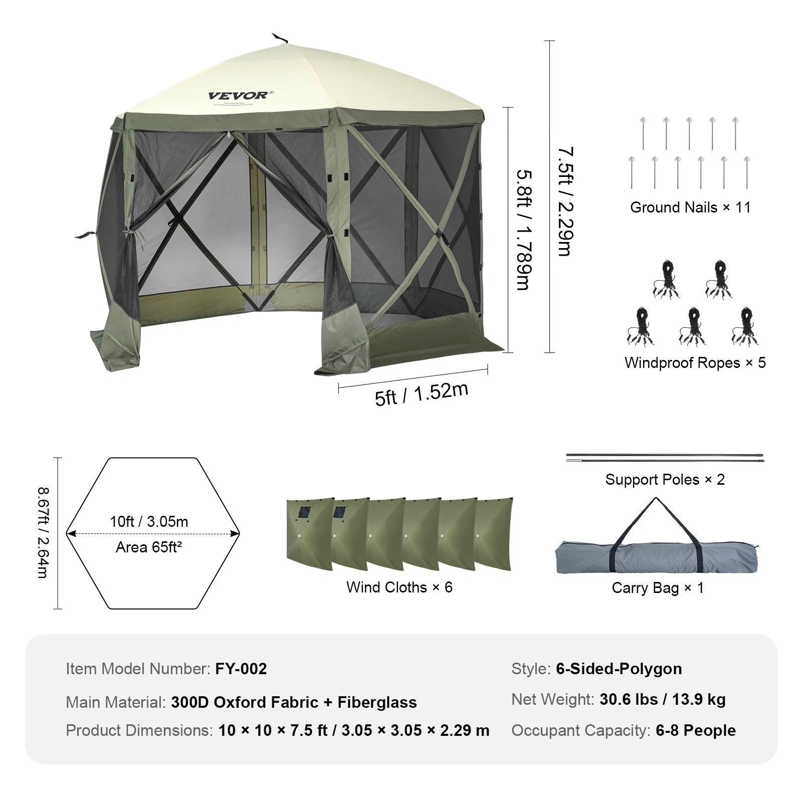 Start2Finish VEVOR 10x10ft army green pop-up gazebo tent with mesh windows, removable privacy wind cloths, and mosquito netting.