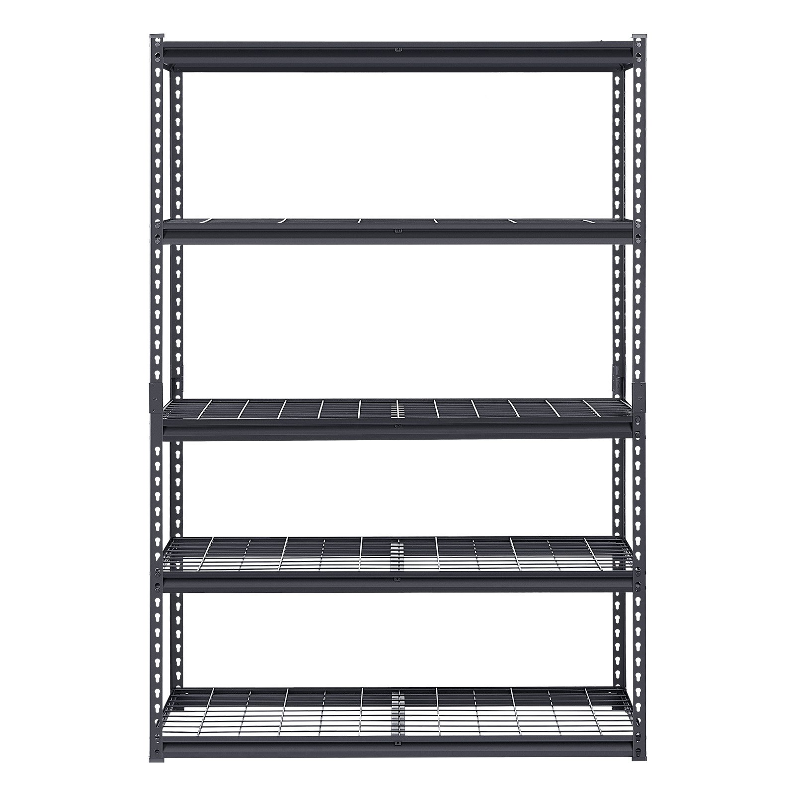Start2Finish VEVOR 5-tier heavy duty metal garage shelving unit, black, 48" W x 20" D x 72" H for industrial storage.