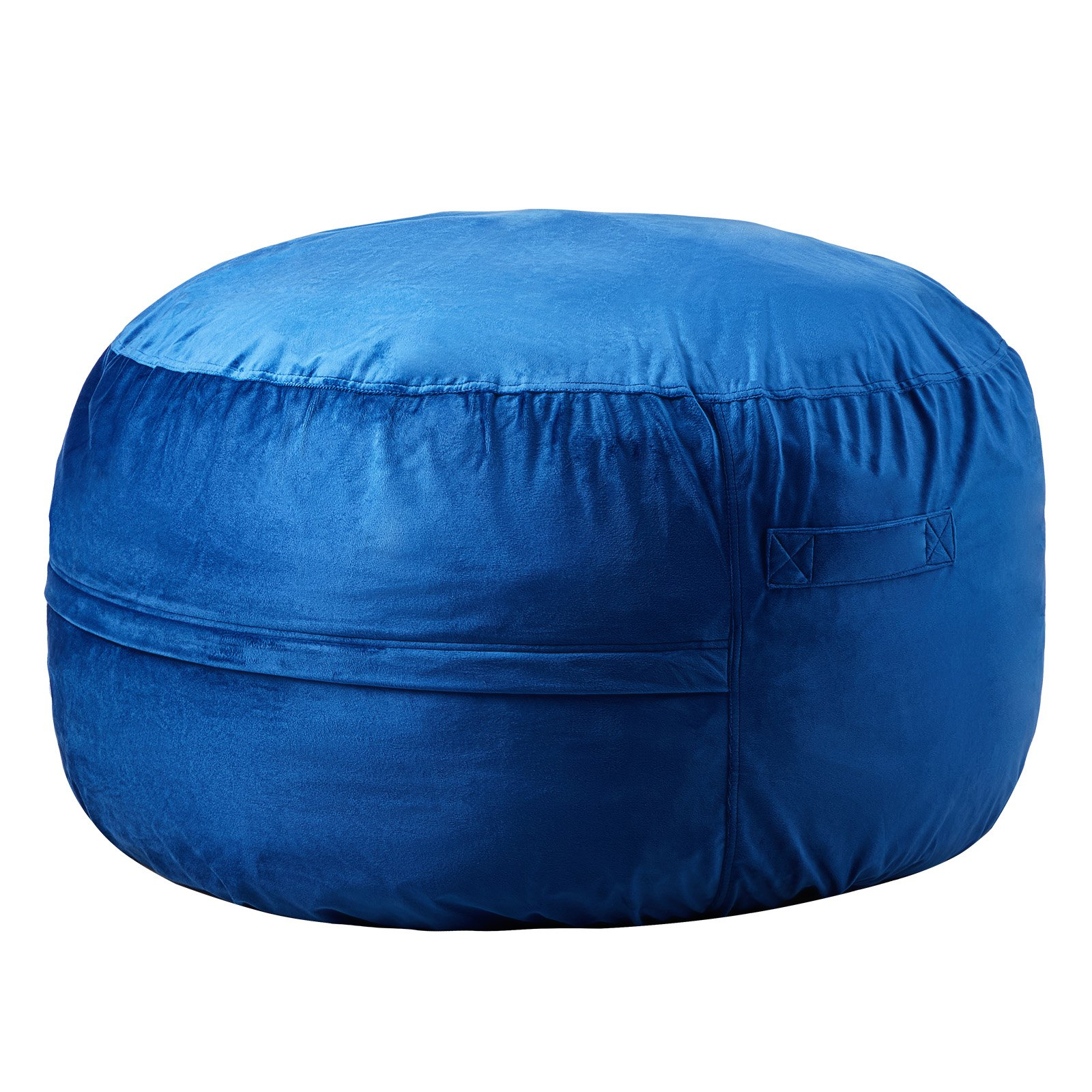 Start2Finish VEVOR blue 3-foot round bean bag chair with removable washable cover and memory foam filling, ideal for bedroom or playroom.