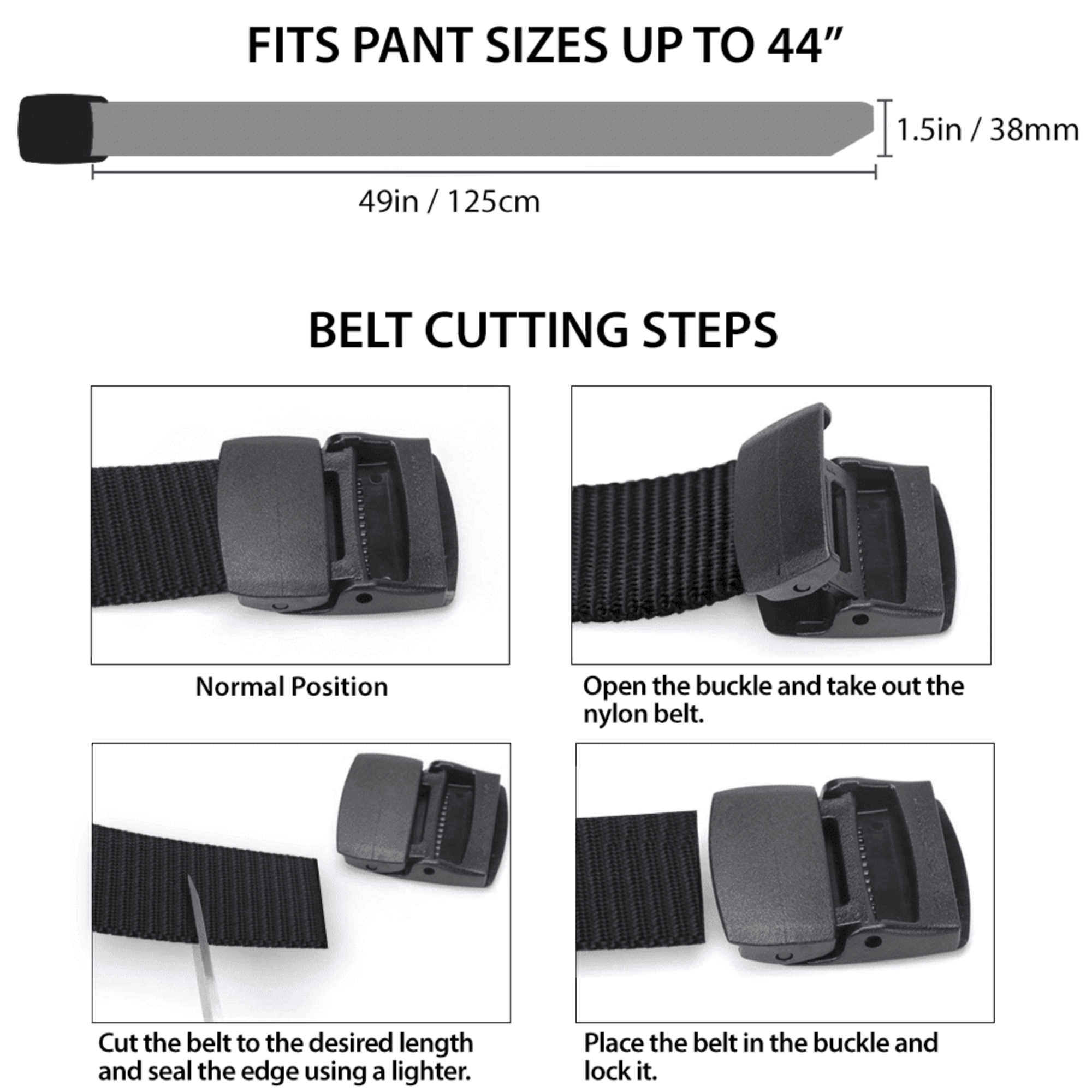 Black Lavender XGear tactical nylon belt with adjustable strap and plastic buckle, shown in a close-up image.