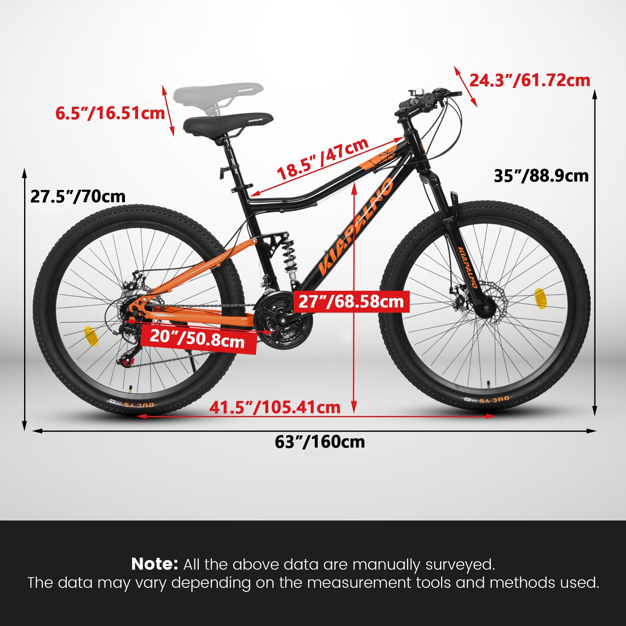 Carmine Juneberry TerraRush™ 26-inch mountain bike with shock absorber and 21-speed gear system, ready for off-road biking.