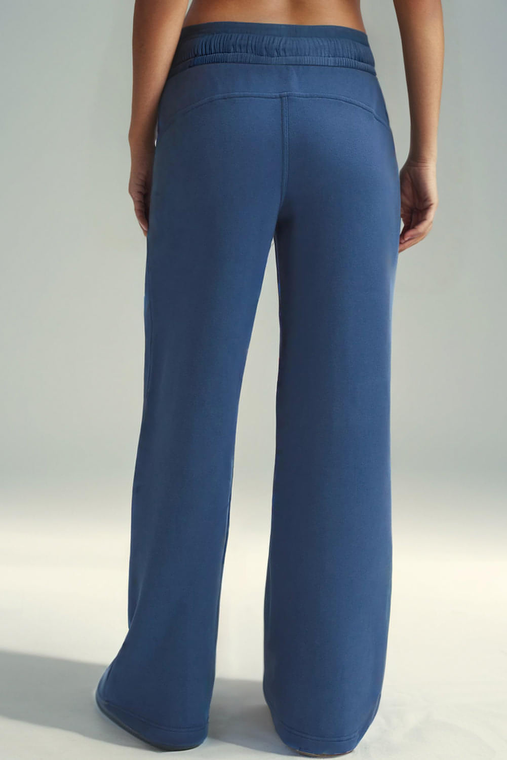 Carmine Juneberry sail blue high waist wide leg sweatpants with drawstring and side pockets, casual and comfortable pants.