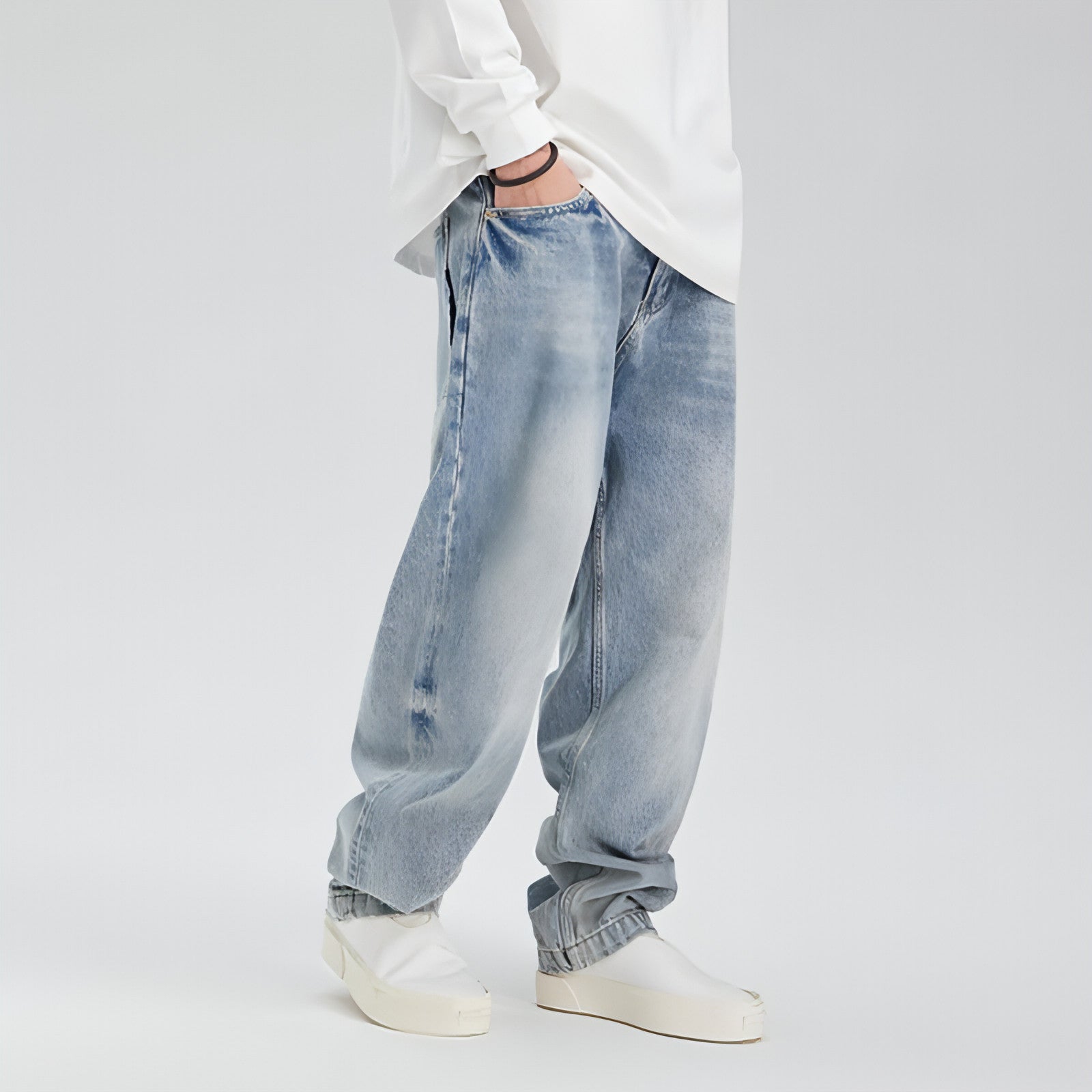 Carmine Juneberry UrbanFade™ retro distressed washed jeans, slim fit pants with faded and ripped details, casual denim style