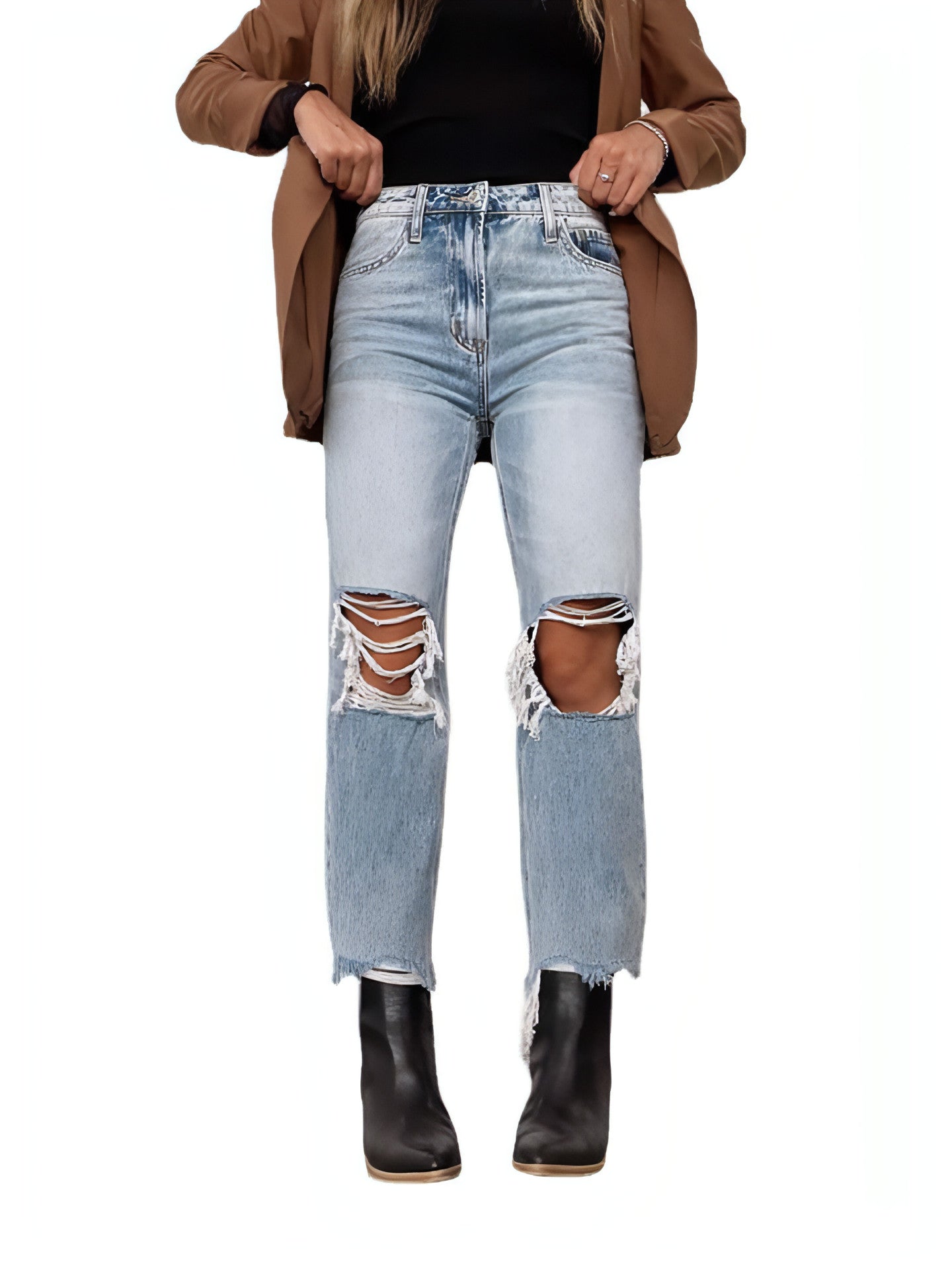 Carmine Juneberry UrbanEase™ high waist loose straight jeans for women, featuring a relaxed fit and classic denim look.