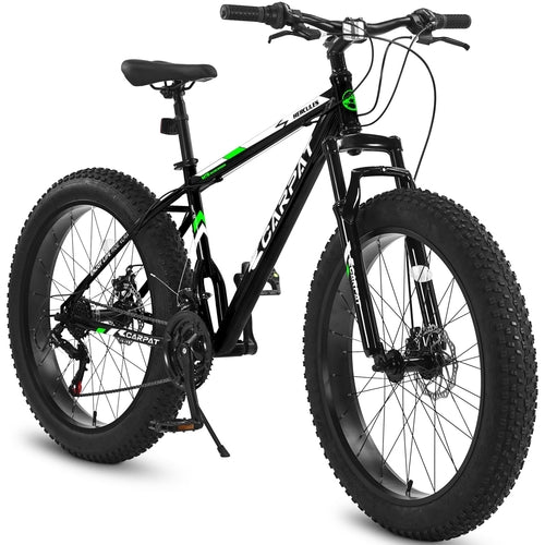 Carmine Juneberry TerraForce City-Cruizer 26-inch fat tire mountain bike with 21-speed gear system and full suspension