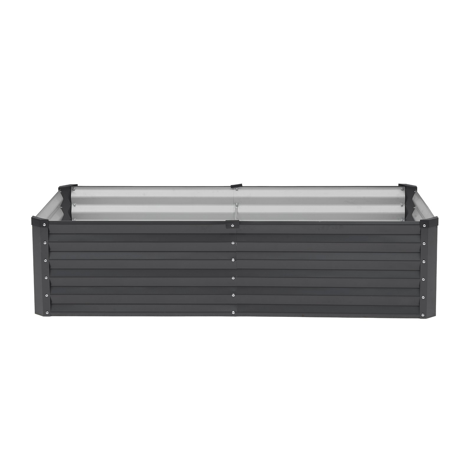 Start2Finish VEVOR metal raised garden bed, 6x3x1.5 ft galvanized planter box with open bottom for vegetables, flowers, and herbs.
