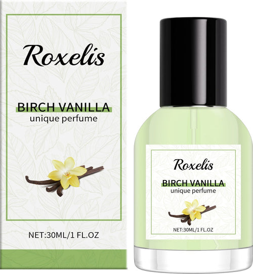Carmine Juneberry Birch Vanilla Unique Perfume bodycare bottle with elegant design and vanilla scent visible in the image