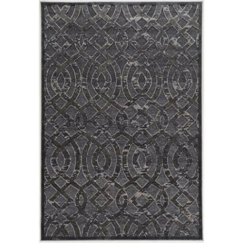 Blue and grey Hi Lo Trellis rug in 8x10 size by Start2Finish, showcasing its geometric pattern and textured weave.