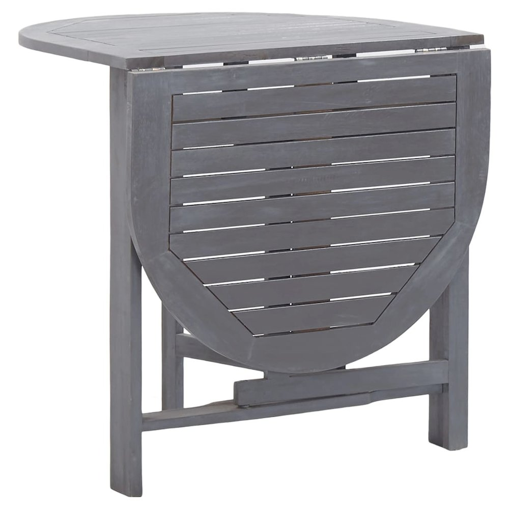 Grey solid acacia wood dining table by Start2Finish, medium size, foldable design with a sturdy, natural finish.