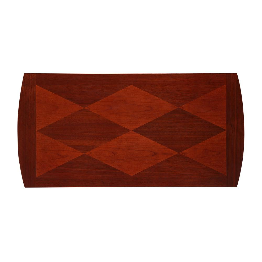 Dennis end table with shelf in mahogany wood by Start2Finish, featuring a sleek design and smooth finish.