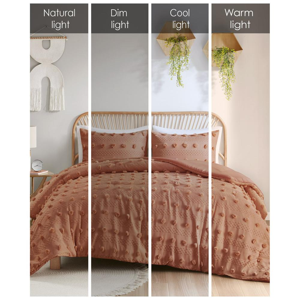 Lucy Clip Jacquard Comforter Set in rust color featuring intricate woven patterns, from Start2Finish.