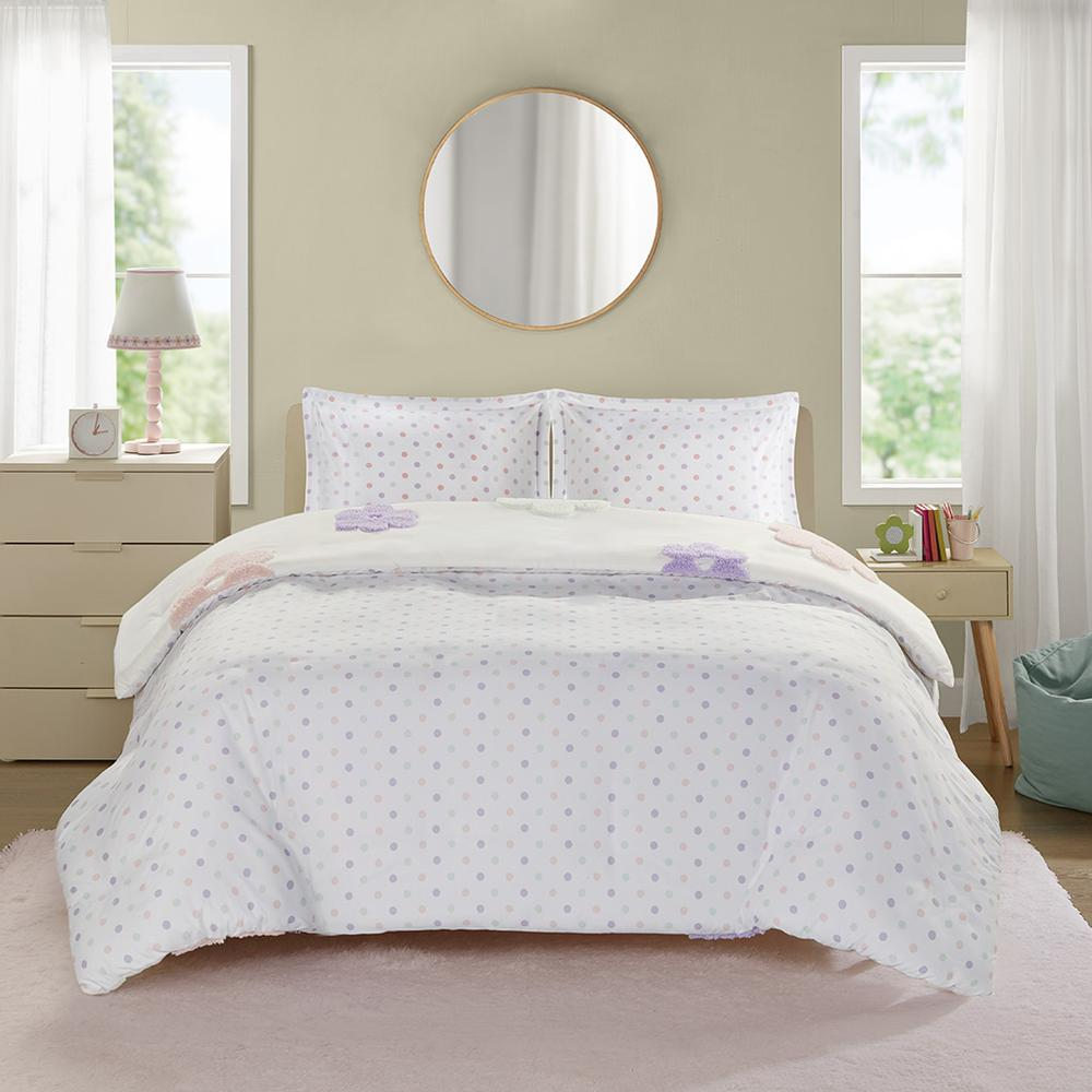 Reversible floral tufted chenille bedding duvet cover set by Start2Finish, featuring soft fabric and decorative floral pattern in natural colors.