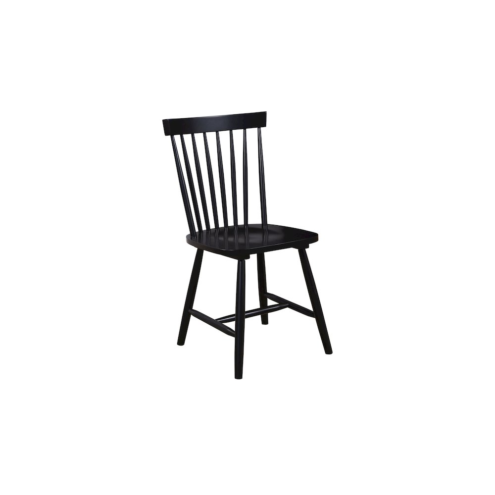 Set of 2 black Lyra side chairs by Start2Finish with sleek, modern design and smooth wooden legs.