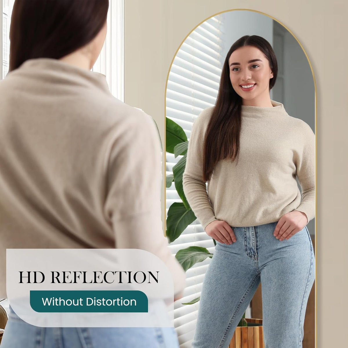 Full Length Floorstanding Mirror With Aluminum Frame