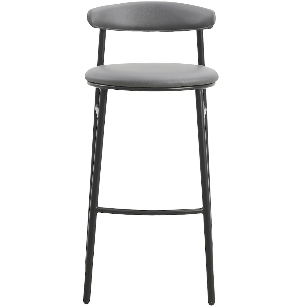 Set of two Lume Collection modern bar stools in charcoal with sleek design and wooden legs, by Start2Finish.