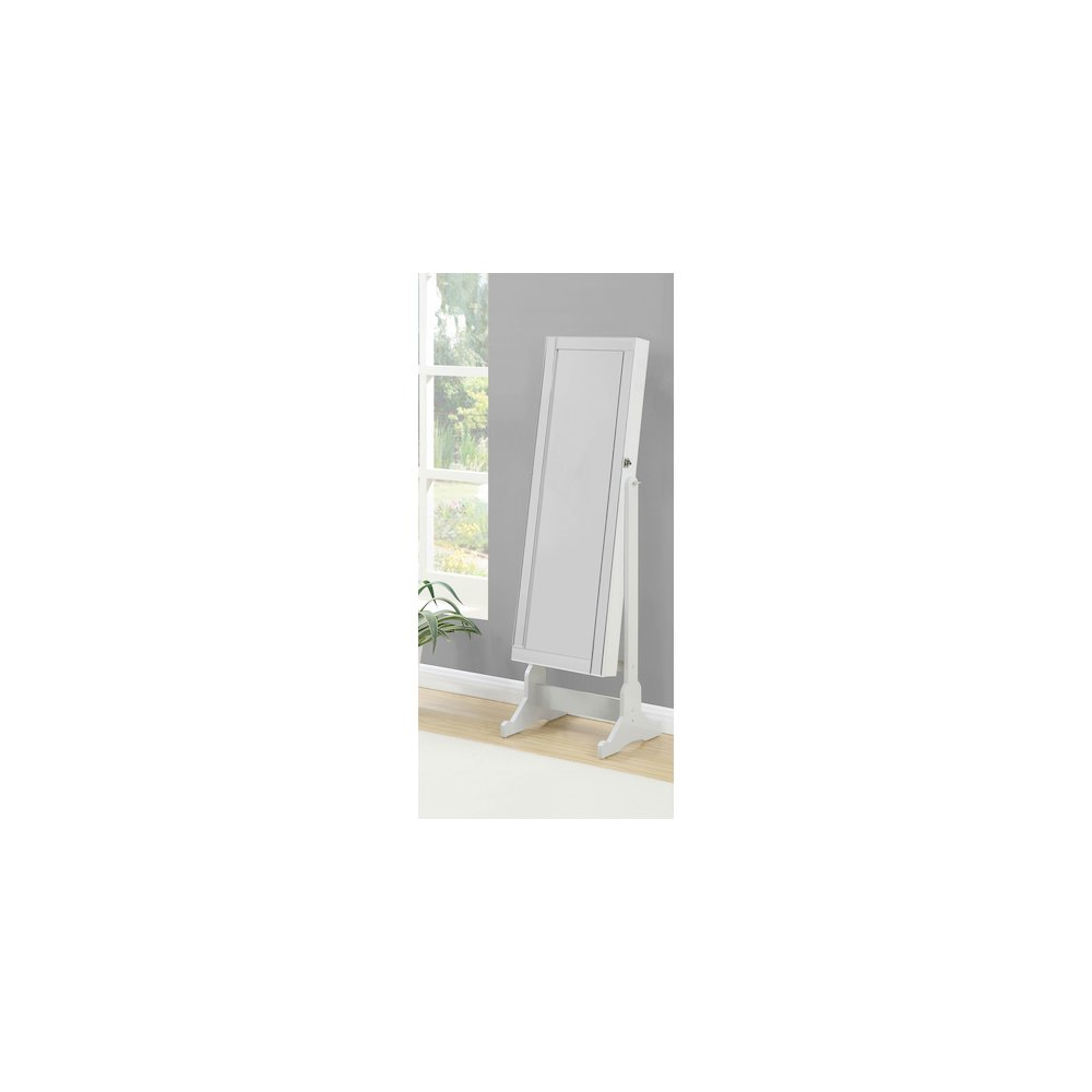 Dove grey Yvonne Cheval mirror with built-in jewelry storage and hooks, stylish full-length standing mirror by Start2Finish