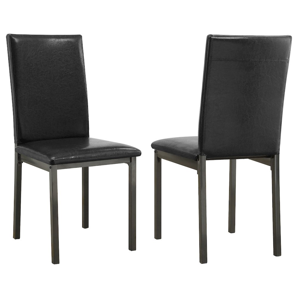 Pair of black Garza upholstered dining side chairs by Start2Finish, featuring sleek design and comfortable fabric upholstery.