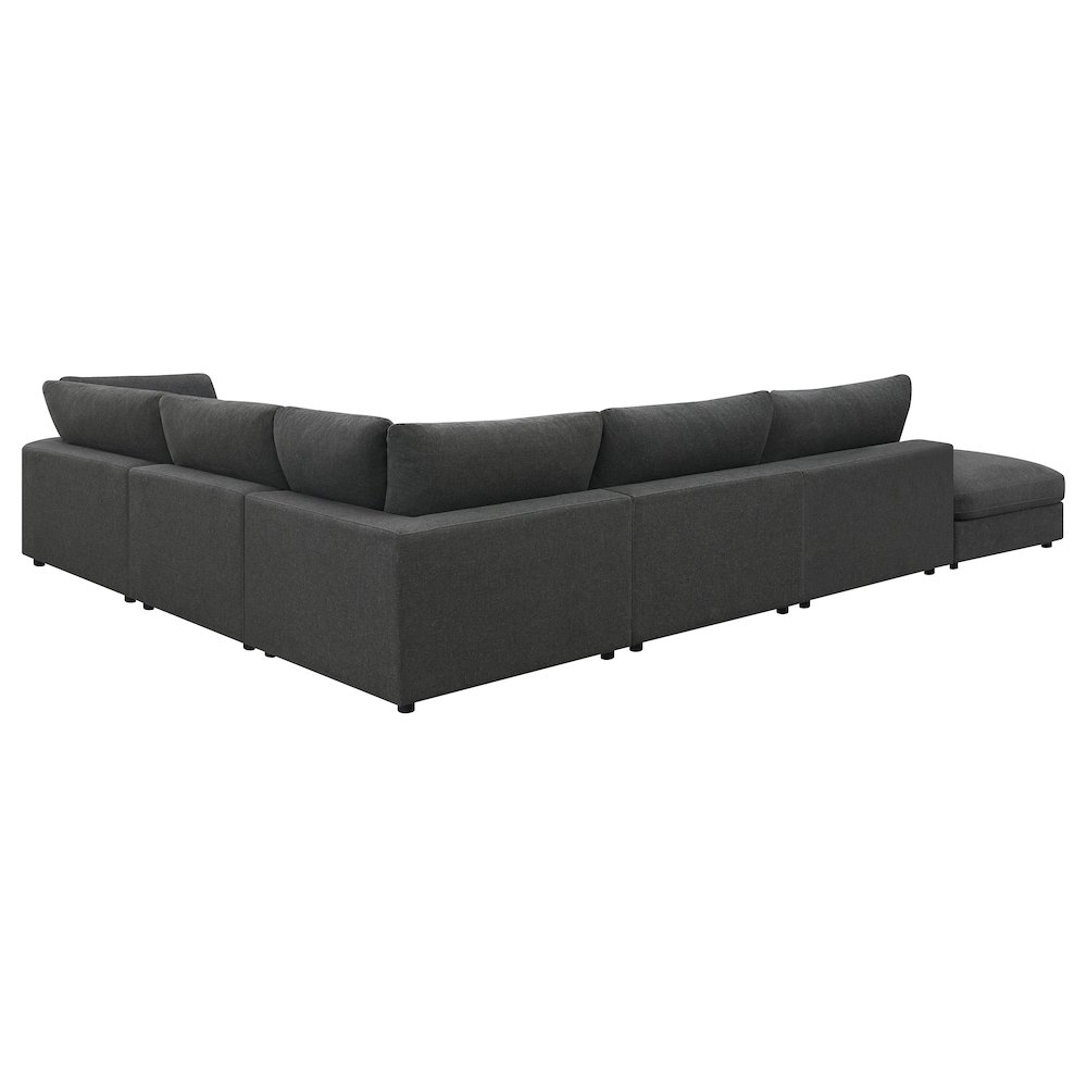 Charcoal upholstered 6-piece modular sectional sofa by Start2Finish, showing plush cushions and modern furniture design