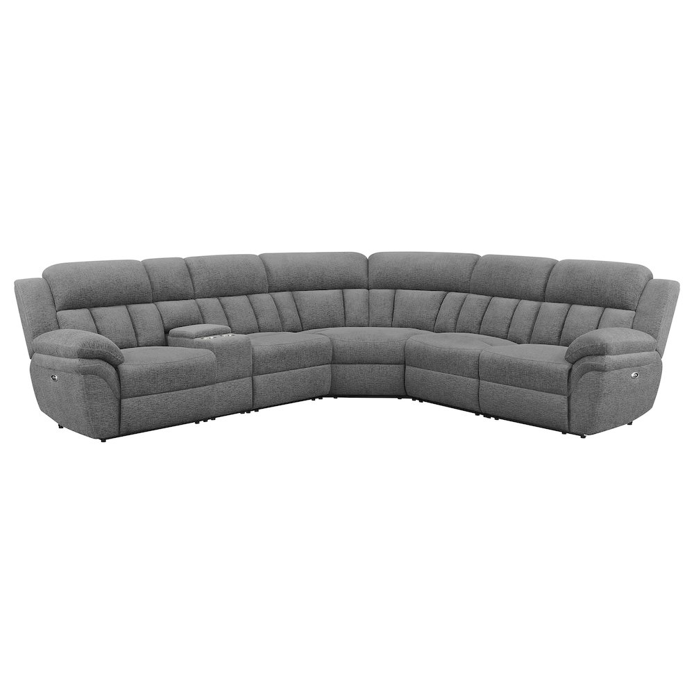 Start2Finish Bahrain 6-piece charcoal modular power reclining sectional sofa with plush cushions and modern design.