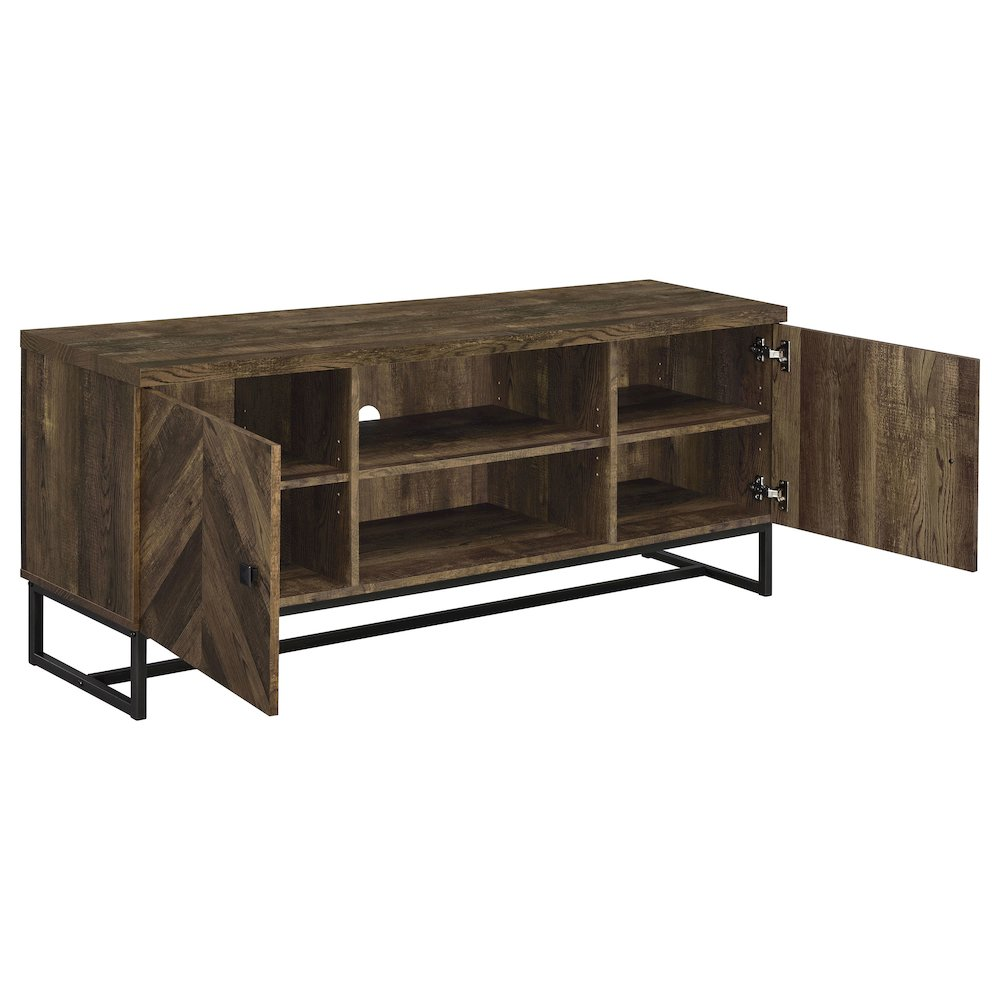 Rustic oak Myles 2-door engineered wood TV stand by Start2Finish with spacious storage and modern design.