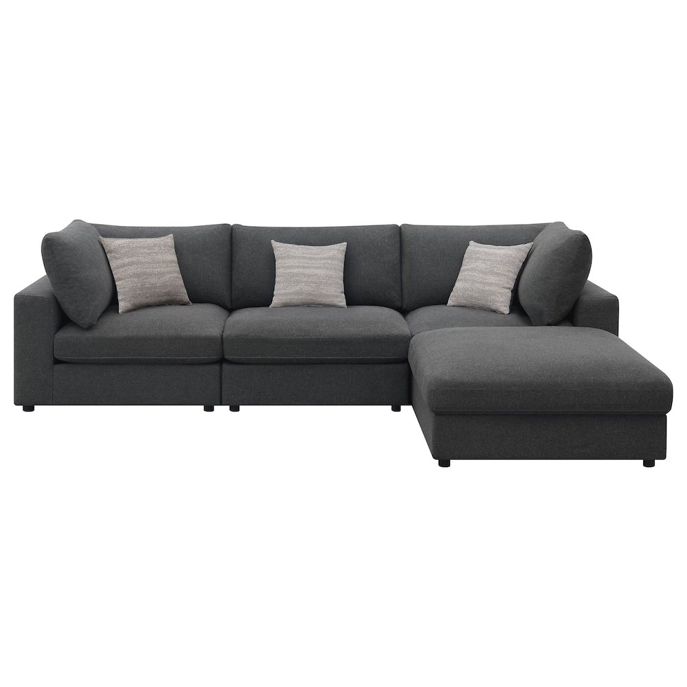 Start2Finish Serene 4-piece upholstered modular sectional sofa in charcoal, showing plush cushions and modern design.