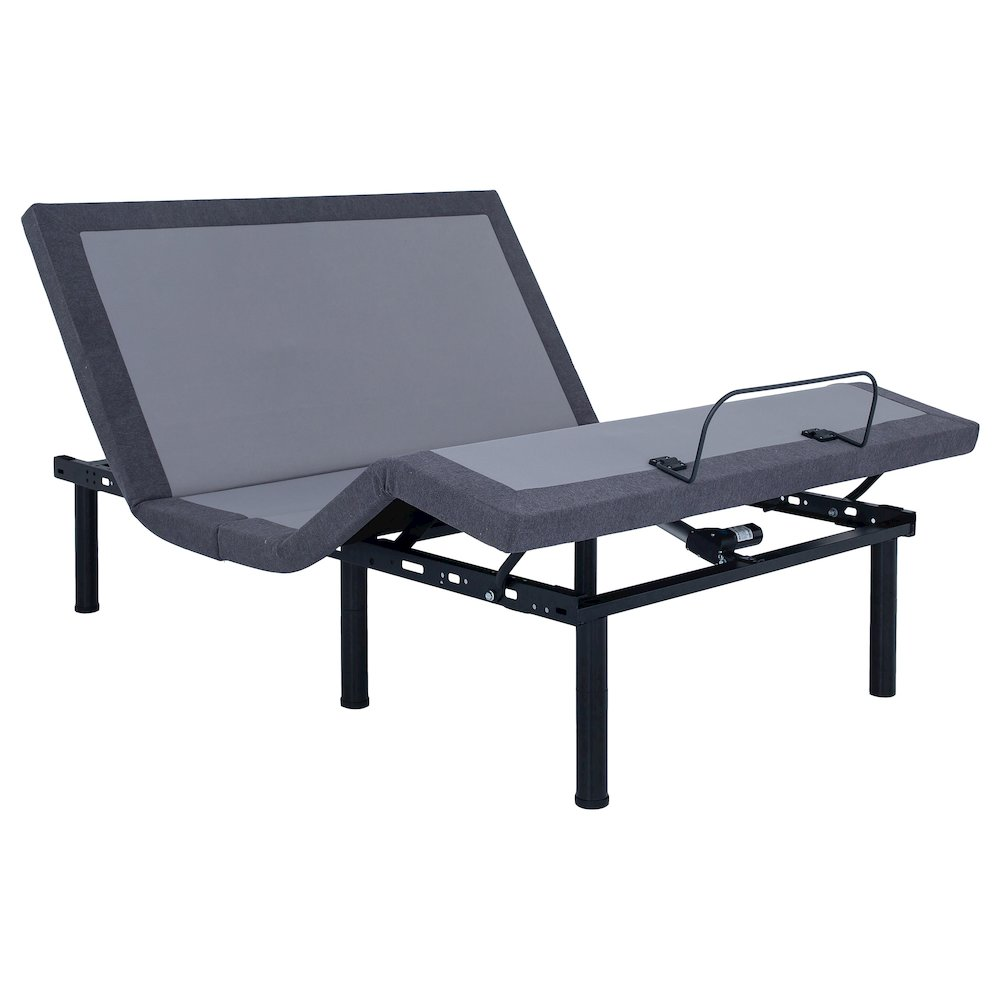 Start2Finish Clara Queen adjustable bed base in grey and black, featuring a sleek design with remote control and modern frame.
