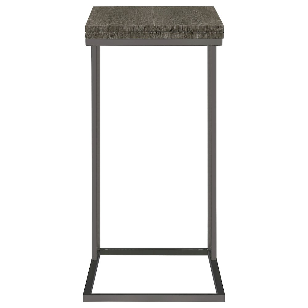Start2Finish Pedro expandable C-shaped sofa side table in weathered grey with a sleek, modern design and functional surface.