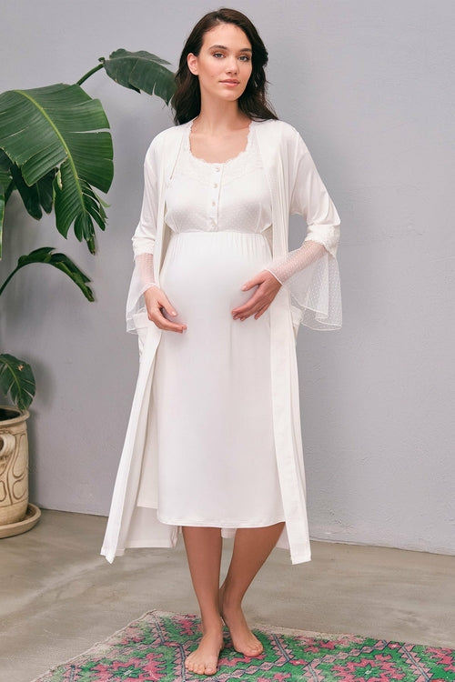 Burgundy Artemis Shopymommy 5649 flywheel arm lace maternity and nursing nightgown, soft fabric with lace details, relaxed fit.